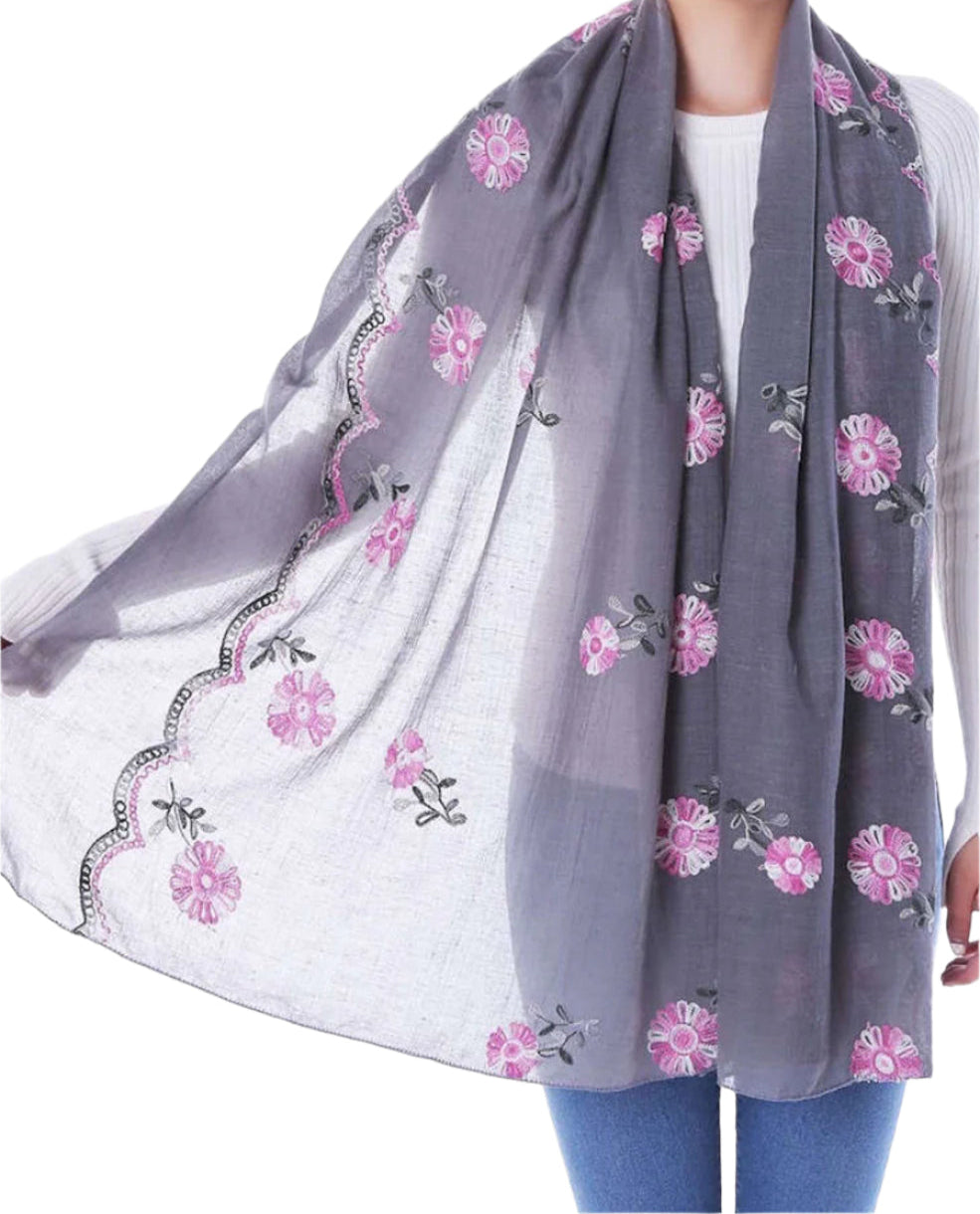Garden Embroidery Hijabs + - Chaddors