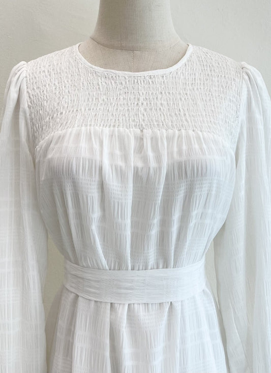 White Jamilah Smocked Dress - Chaddors