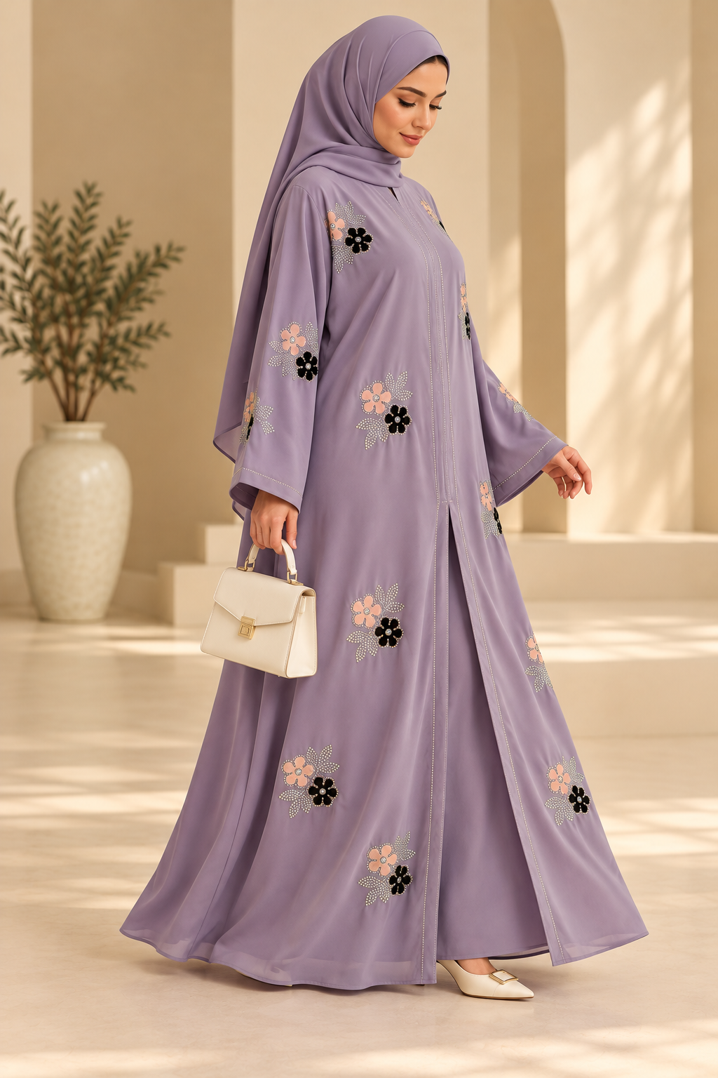 Lilac Fancy Dubai Abaya - Chaddors
