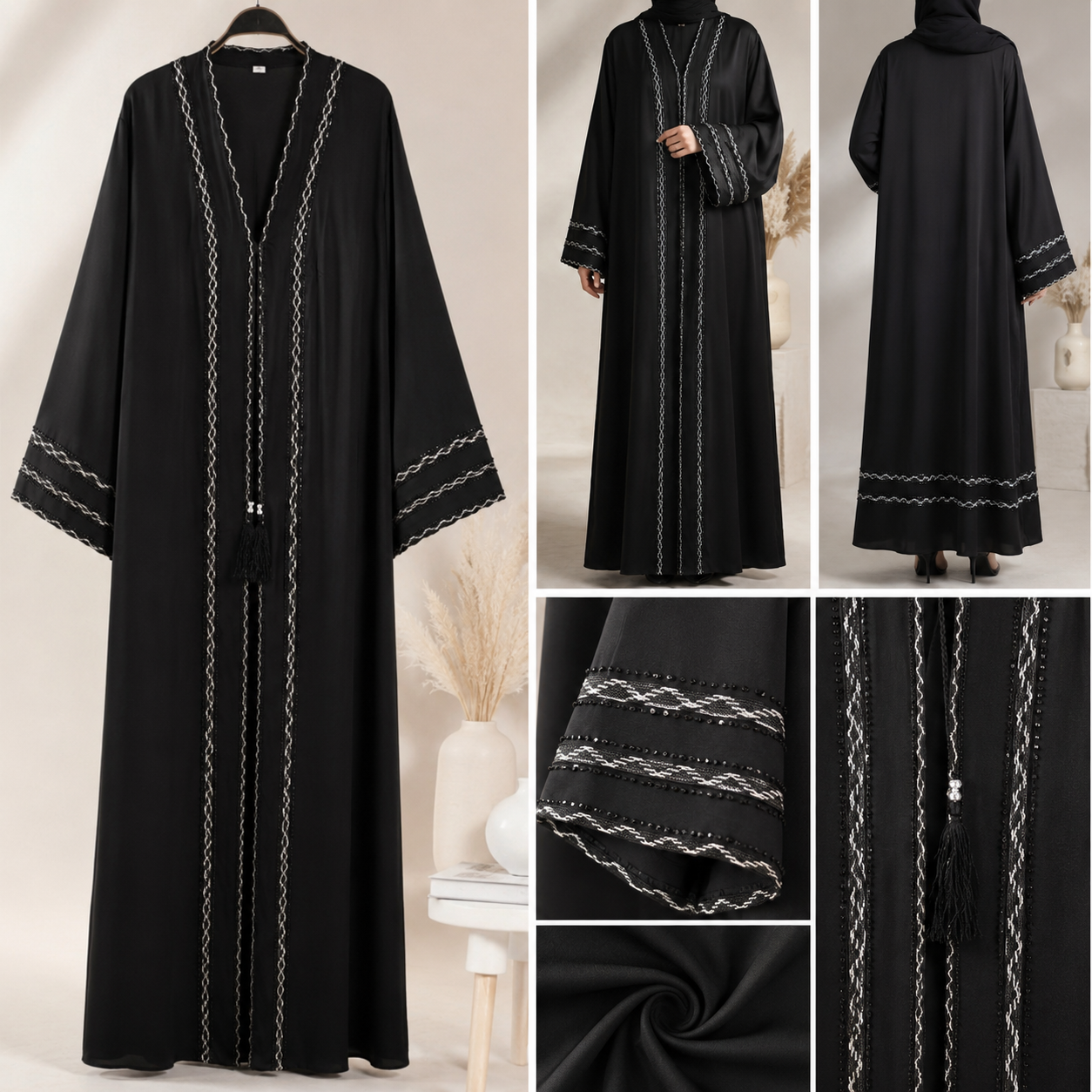 Black zoom fabric Dubai Abaya
