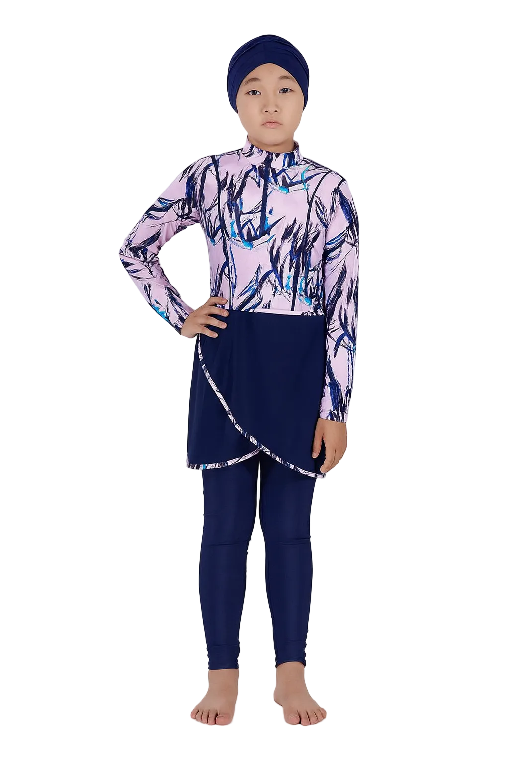 Blue Full Covered Girls Swimwear - Chaddors