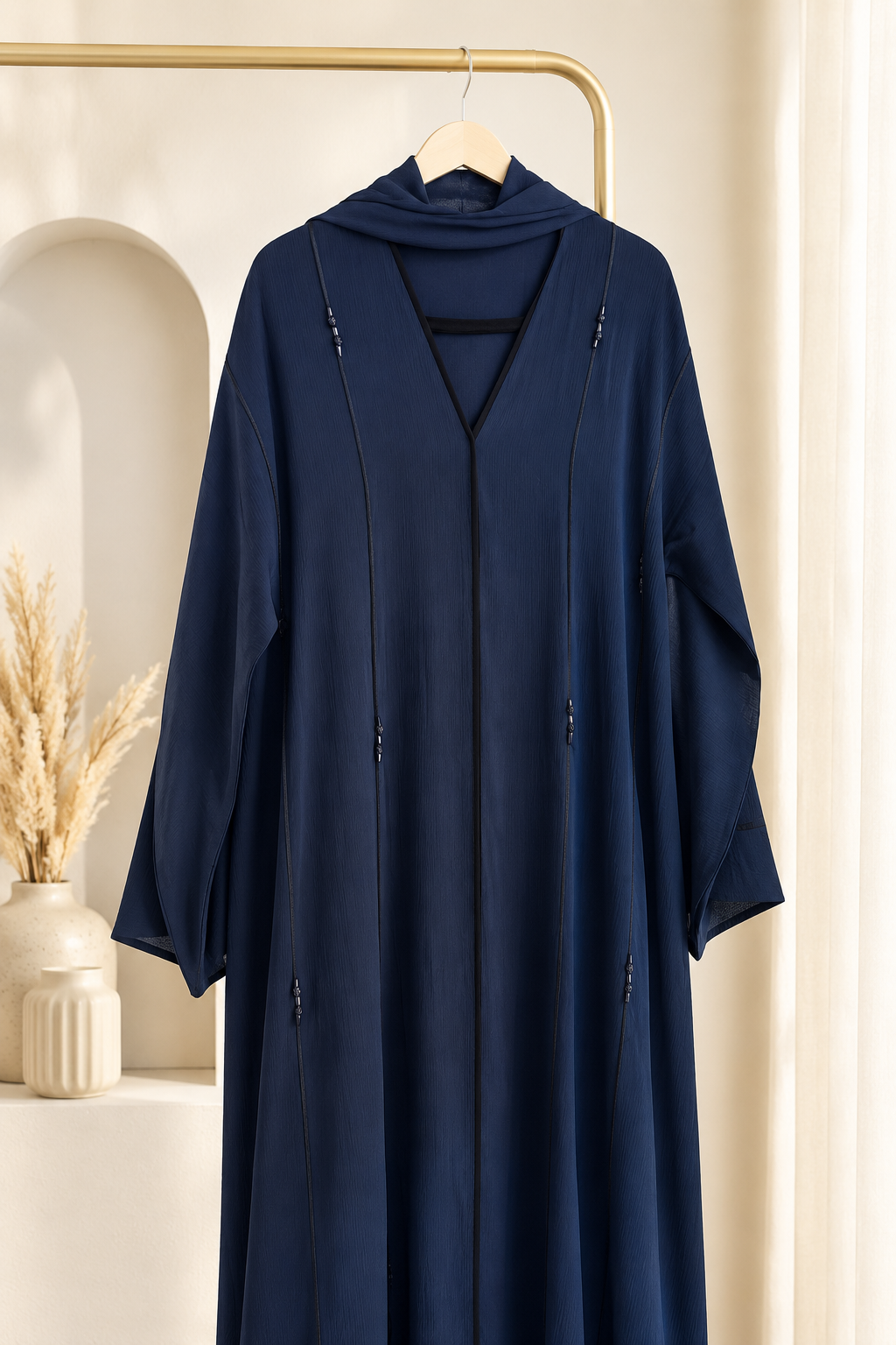 Navy Hand Embroidered Dubai Abaya with Matching Hijab - Chaddors