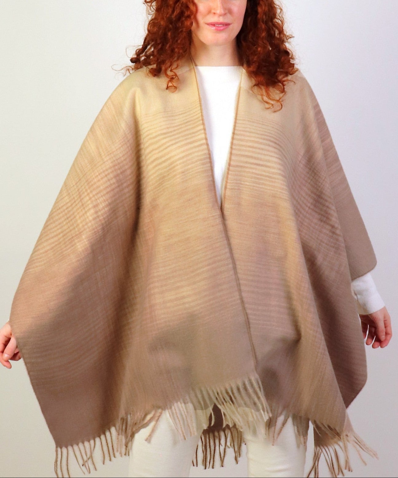 Beige Gradient Pattern Cape - Chaddors