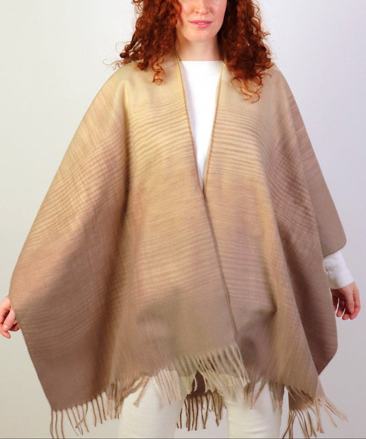 Beige Gradient Pattern Cape - Chaddors