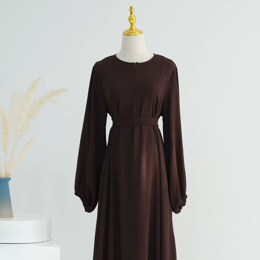 Front Zipper Chocolate Abaya Dress