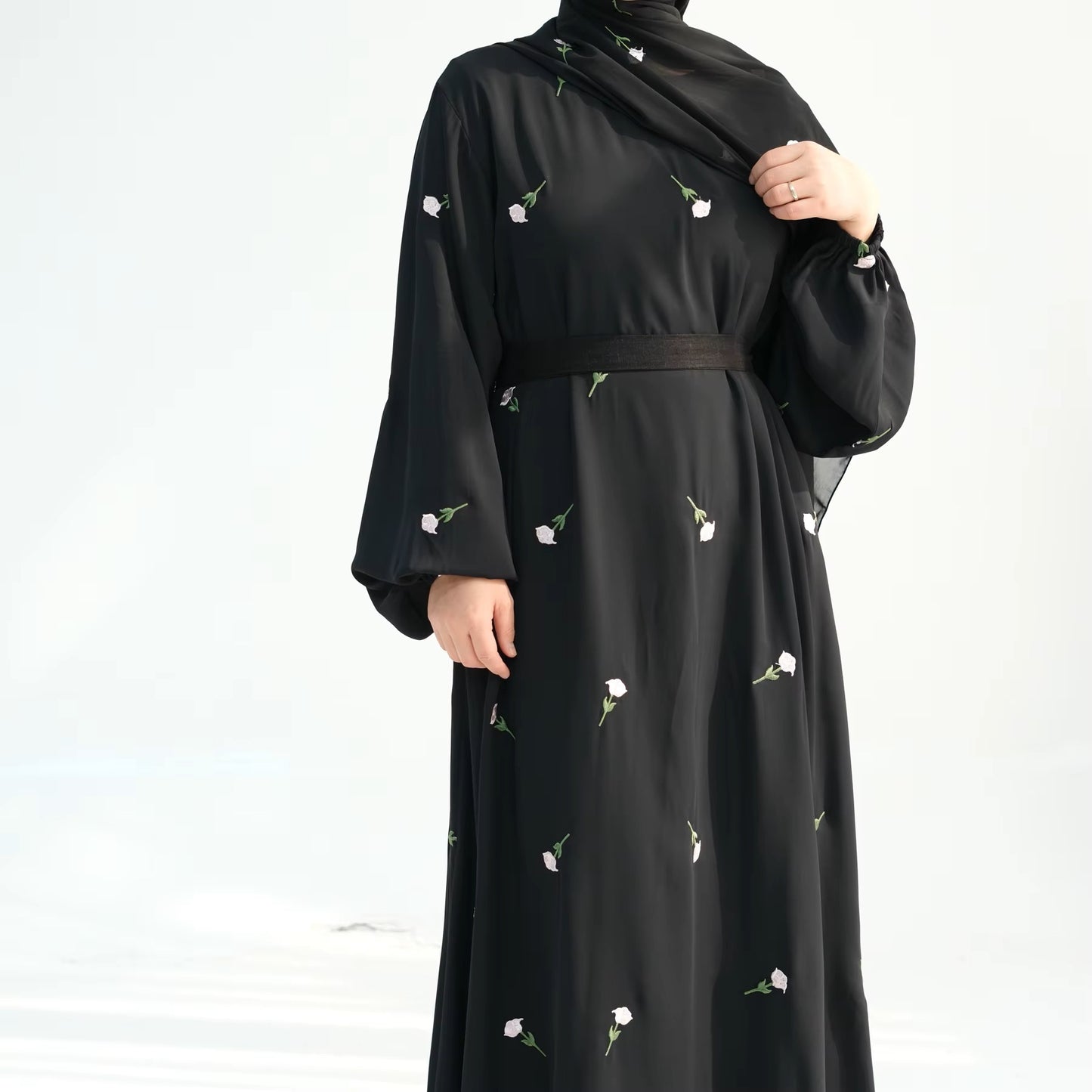 Embroidered Black Abaya