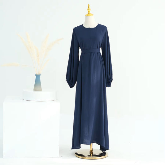 Front Zipper Navy Abaya Dress