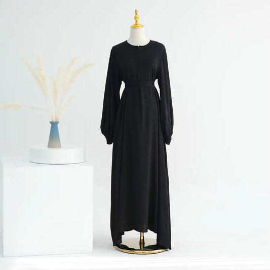 Front Zipper Black Abaya Dress