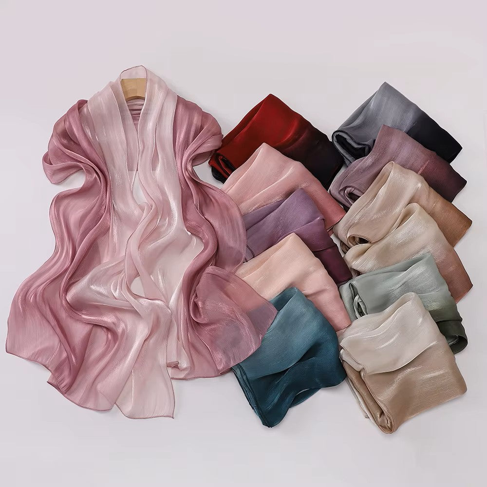 Premium Gradient Silk Blend Shimmer Hijabs