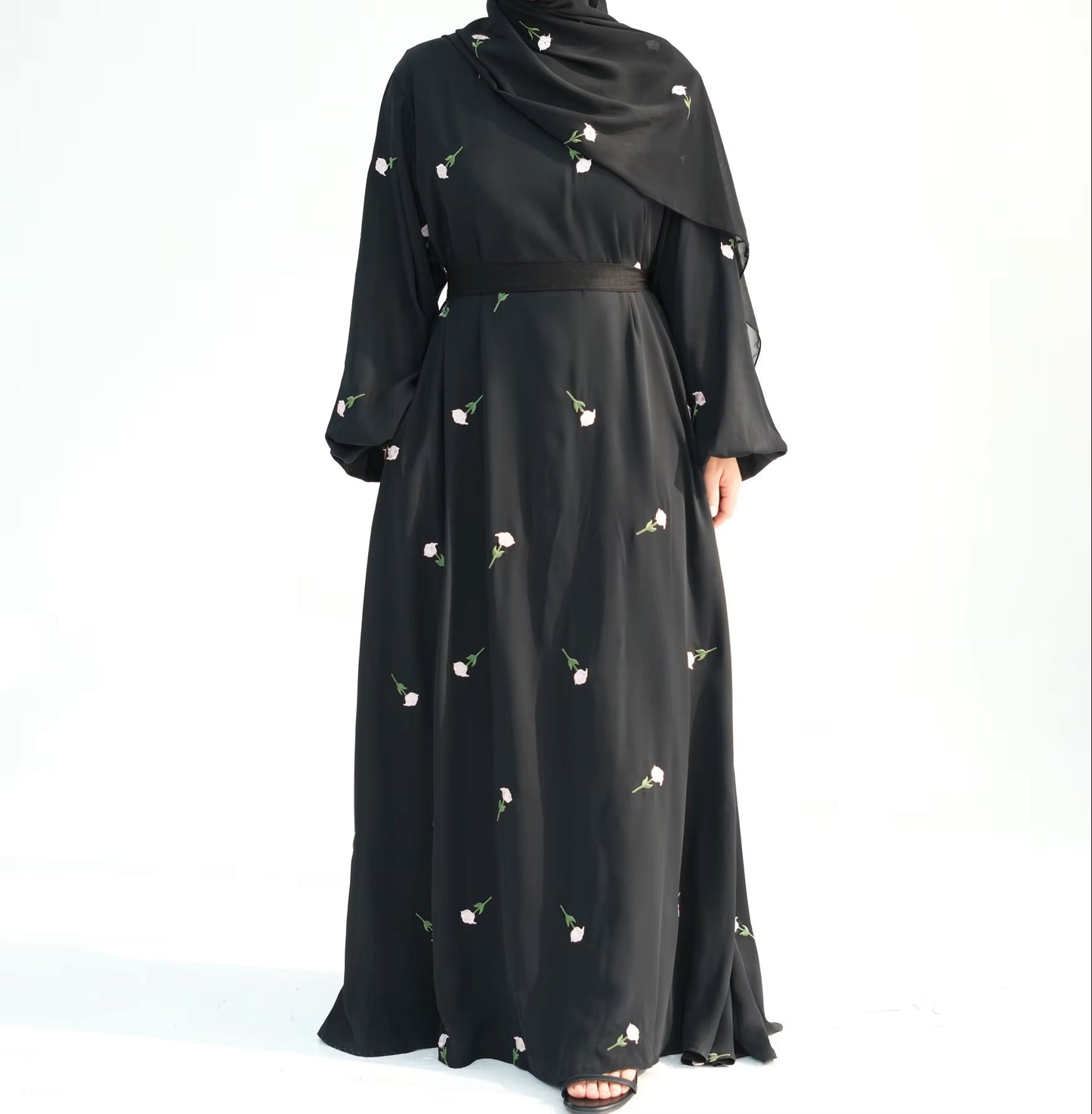 Embroidered Black Abaya