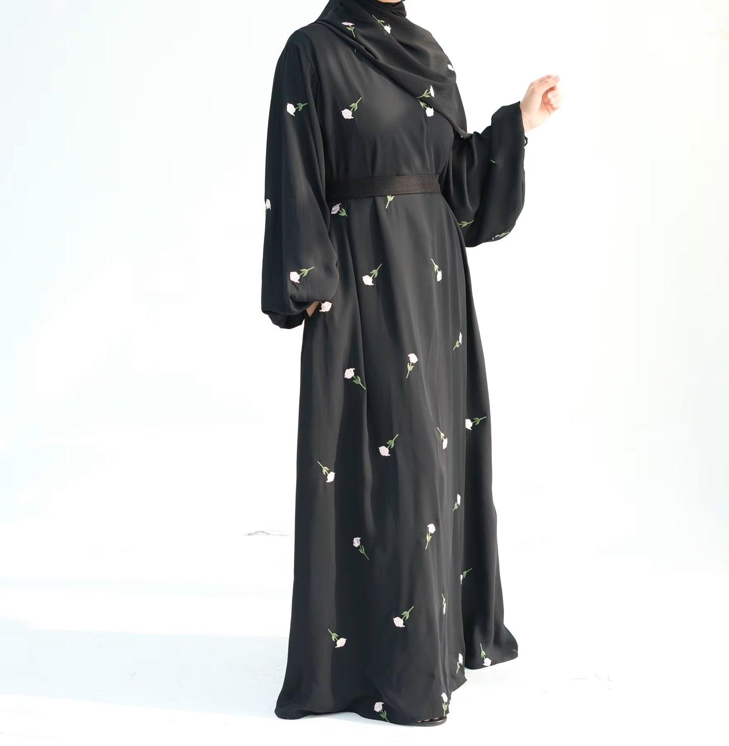 Embroidered Black Abaya