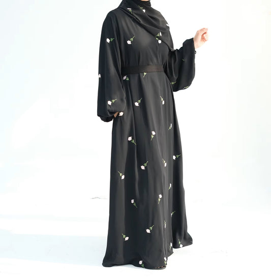 Embroidered Black Abaya
