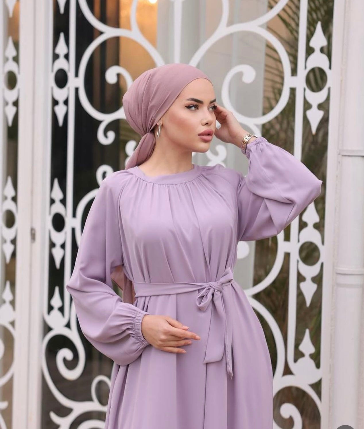 Jamilah Turkish Dress Lilac - Chaddors