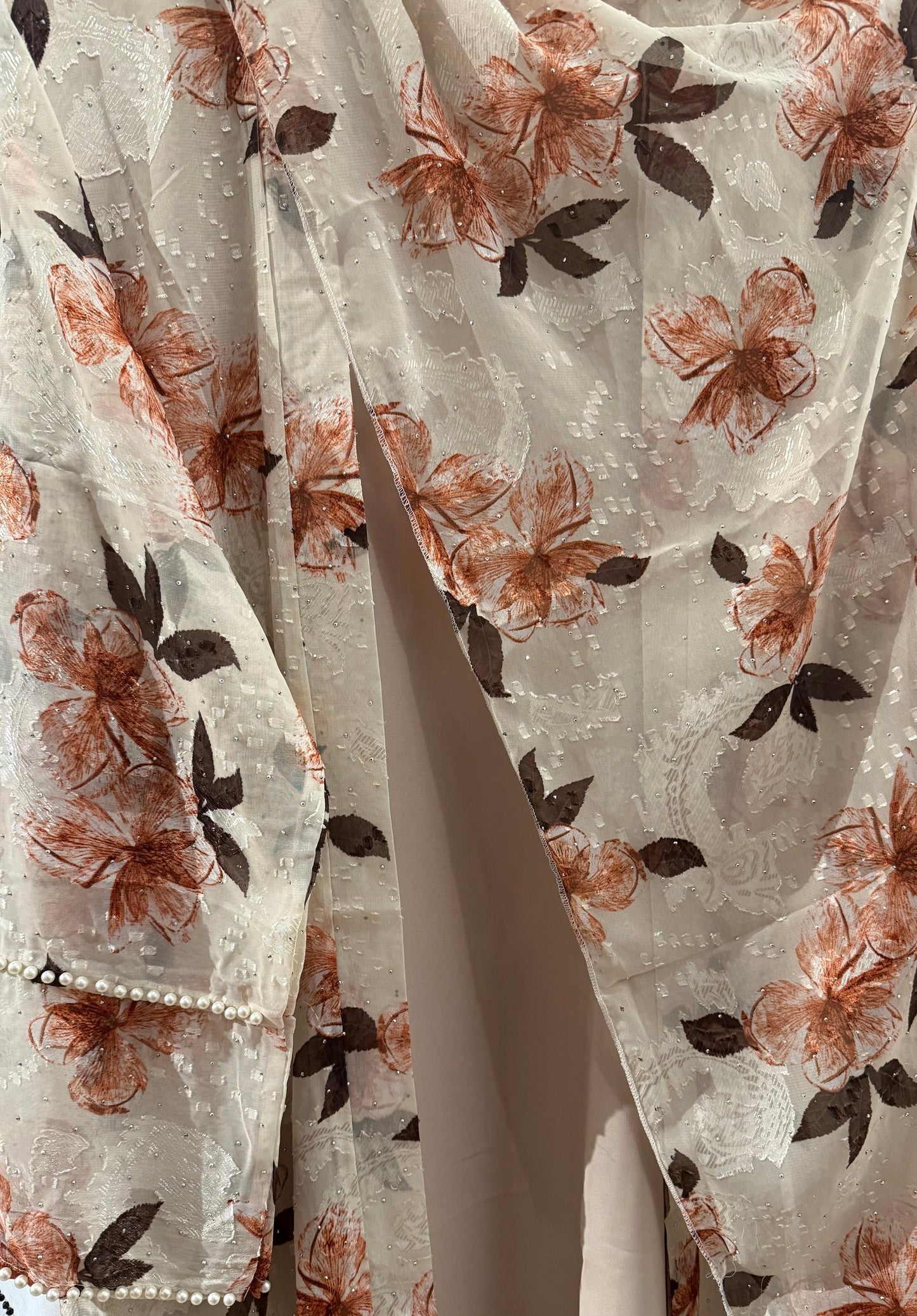 Peach Flowers Luxury Double Layer Abaya – Dubai Collection