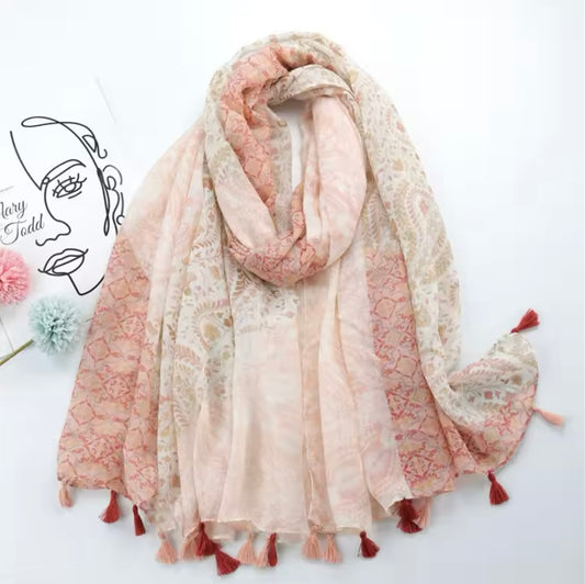 Printed Tassel Hijabs - 1 (Multiple Designs)