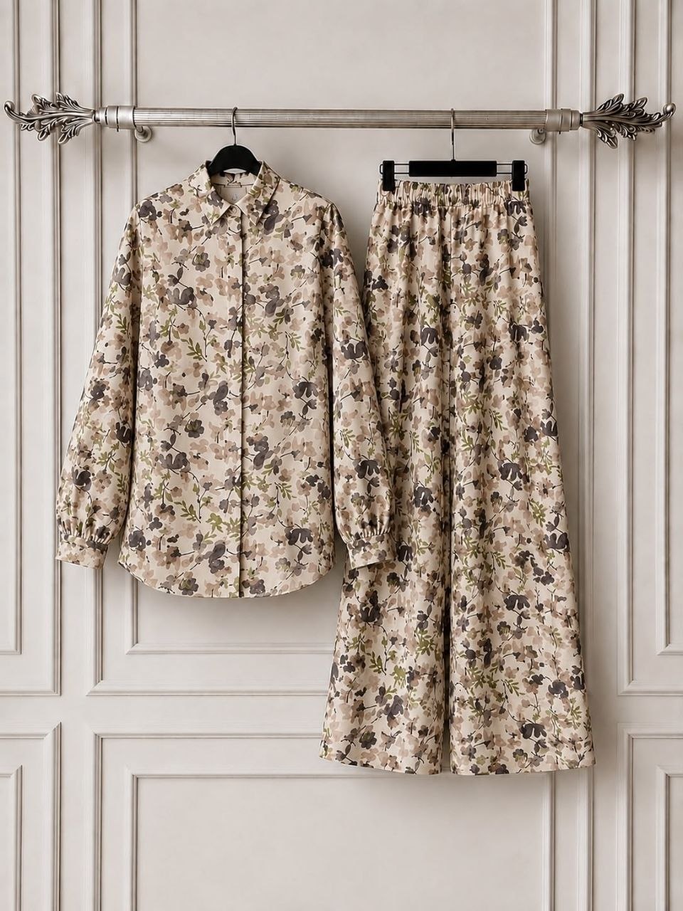 Gray Printed Turkish Co‑ords Set - Chaddors