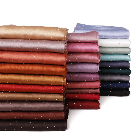 Silk Chiffon Crinkle with Studs - Chaddors