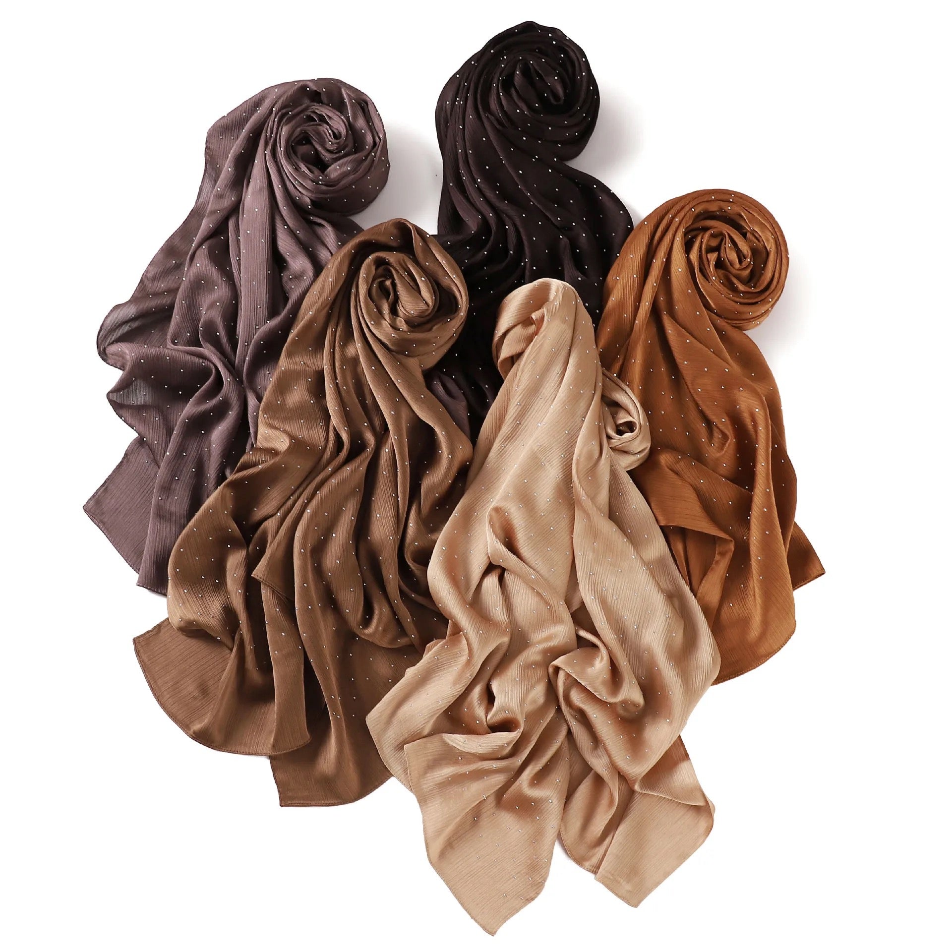 Silk Chiffon Crinkle with Studs - Chaddors