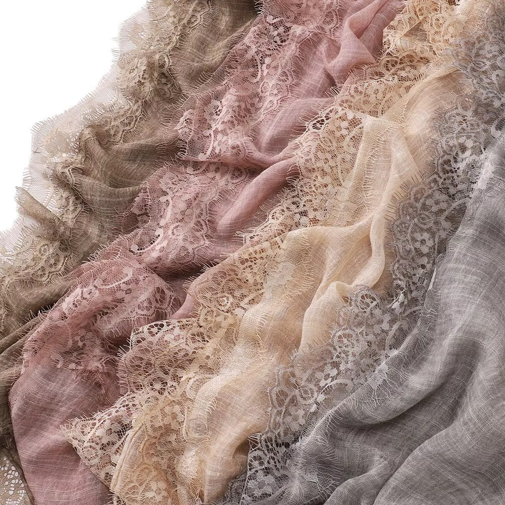 Lace Trim Linen Hijabs