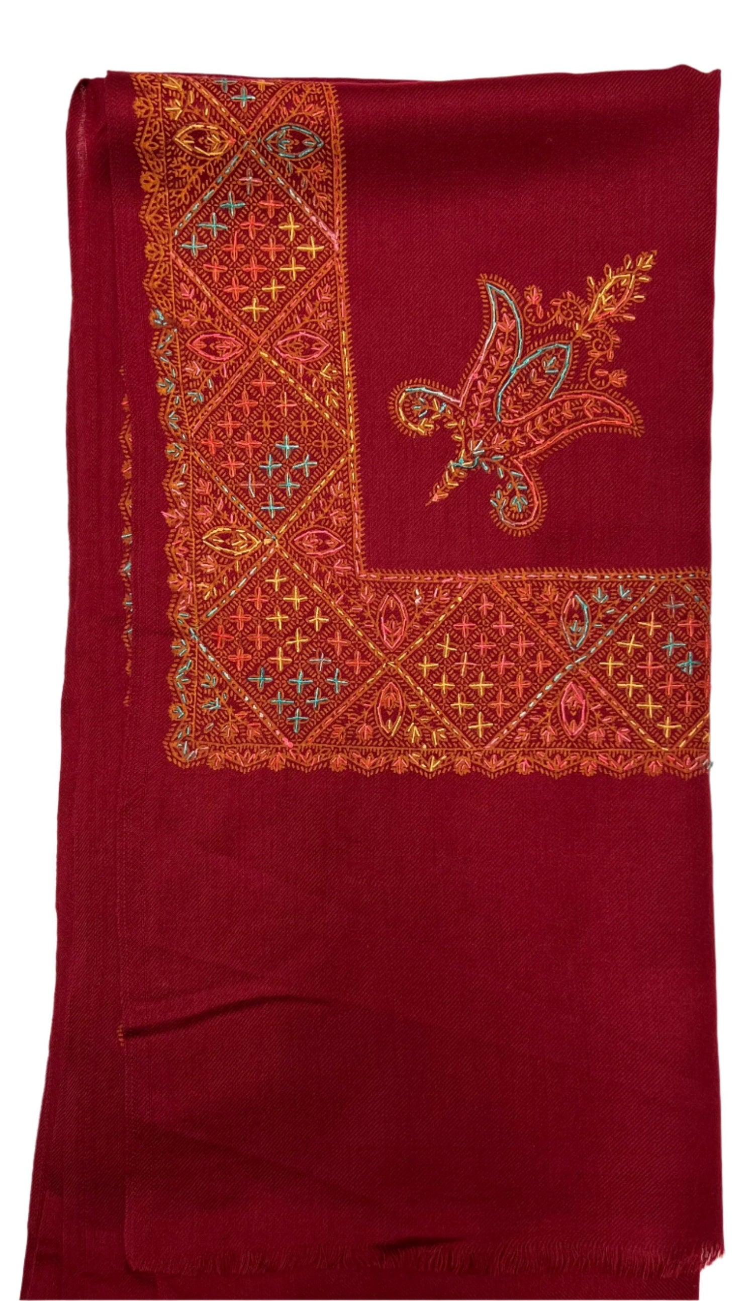Rouge Pashmina Embroidered Shawl - Chaddors