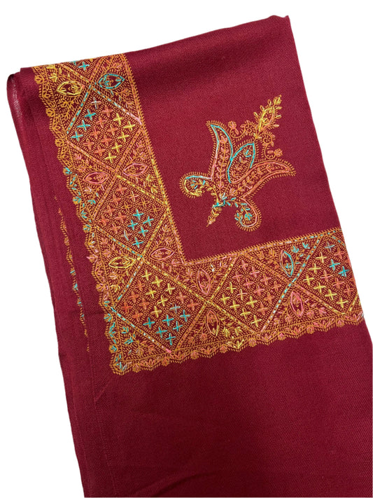 Rouge Pashmina Embroidered Shawl - Chaddors
