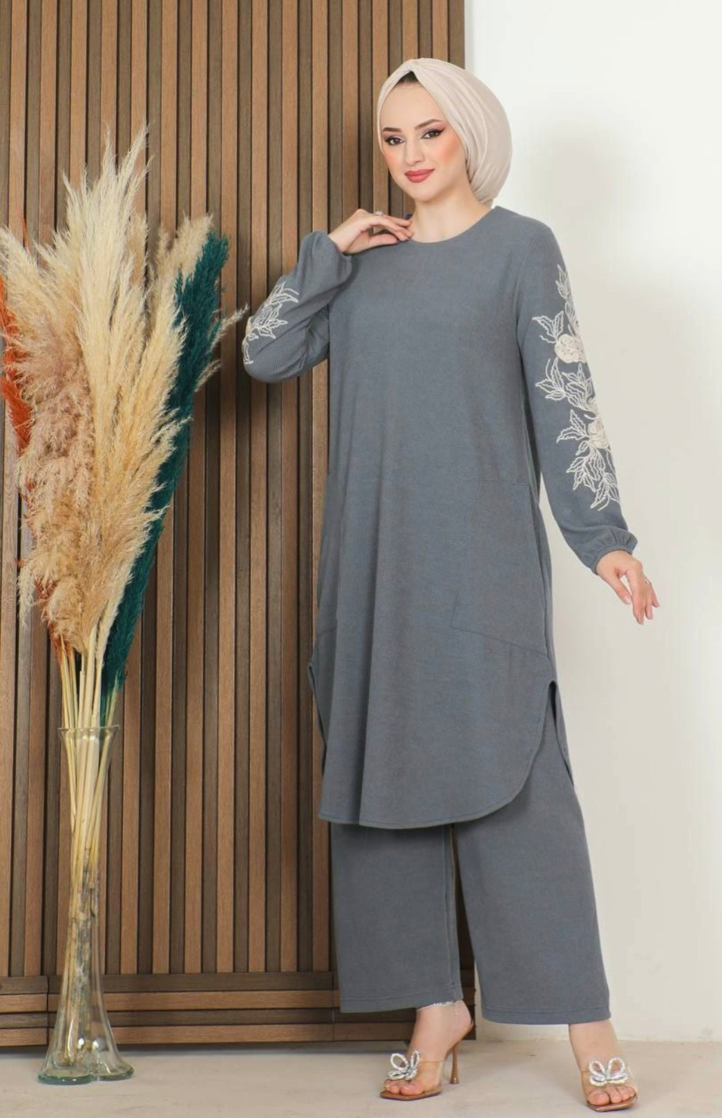 Gray 2 Piece Turkish Set - Chaddors