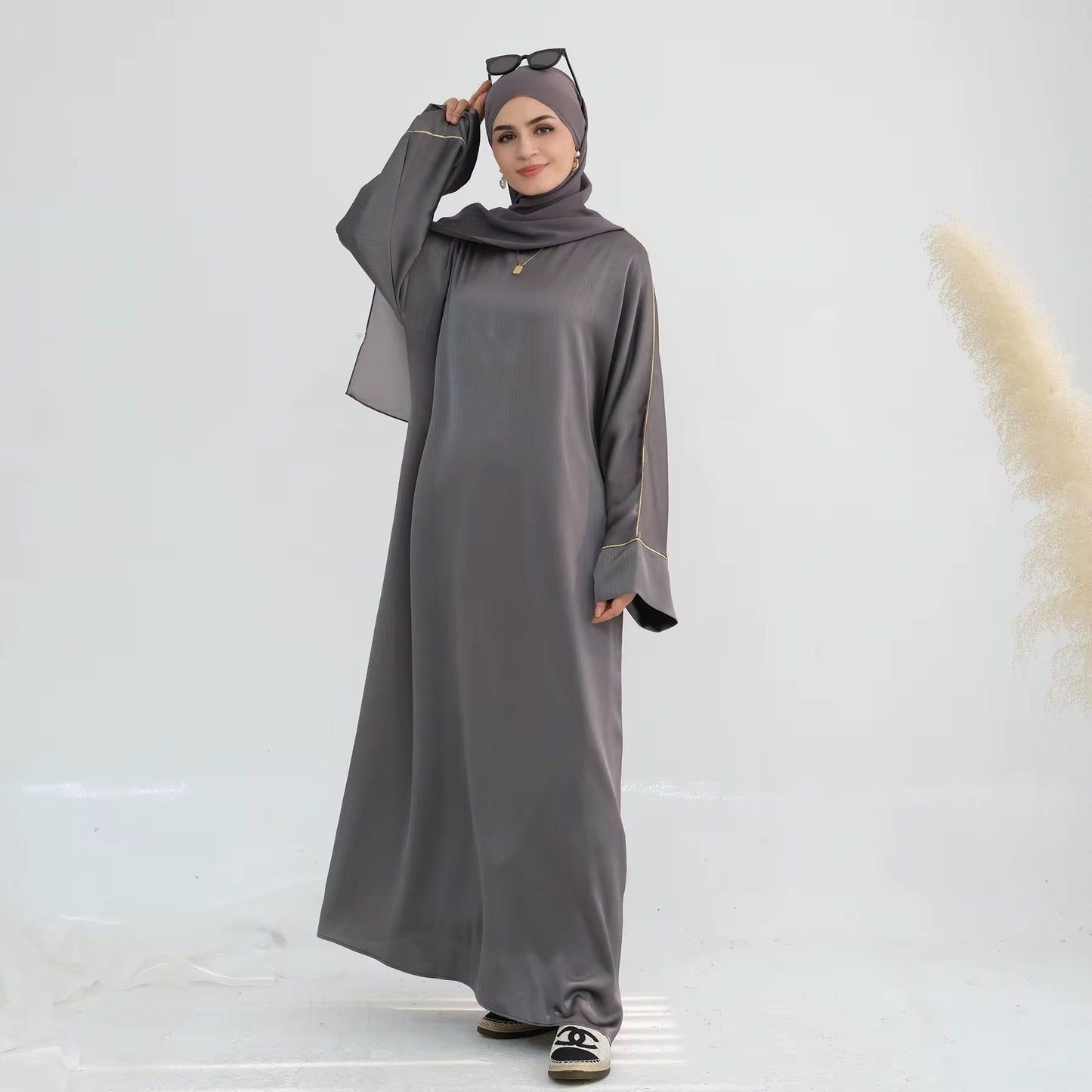 Wrinkle Satin Abaya