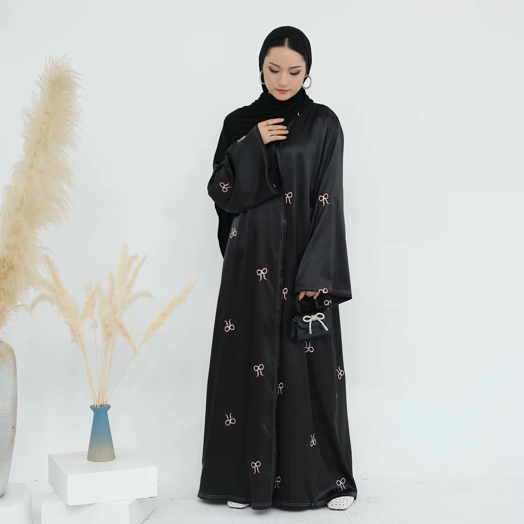 Front Open Bow Abaya - Chaddors