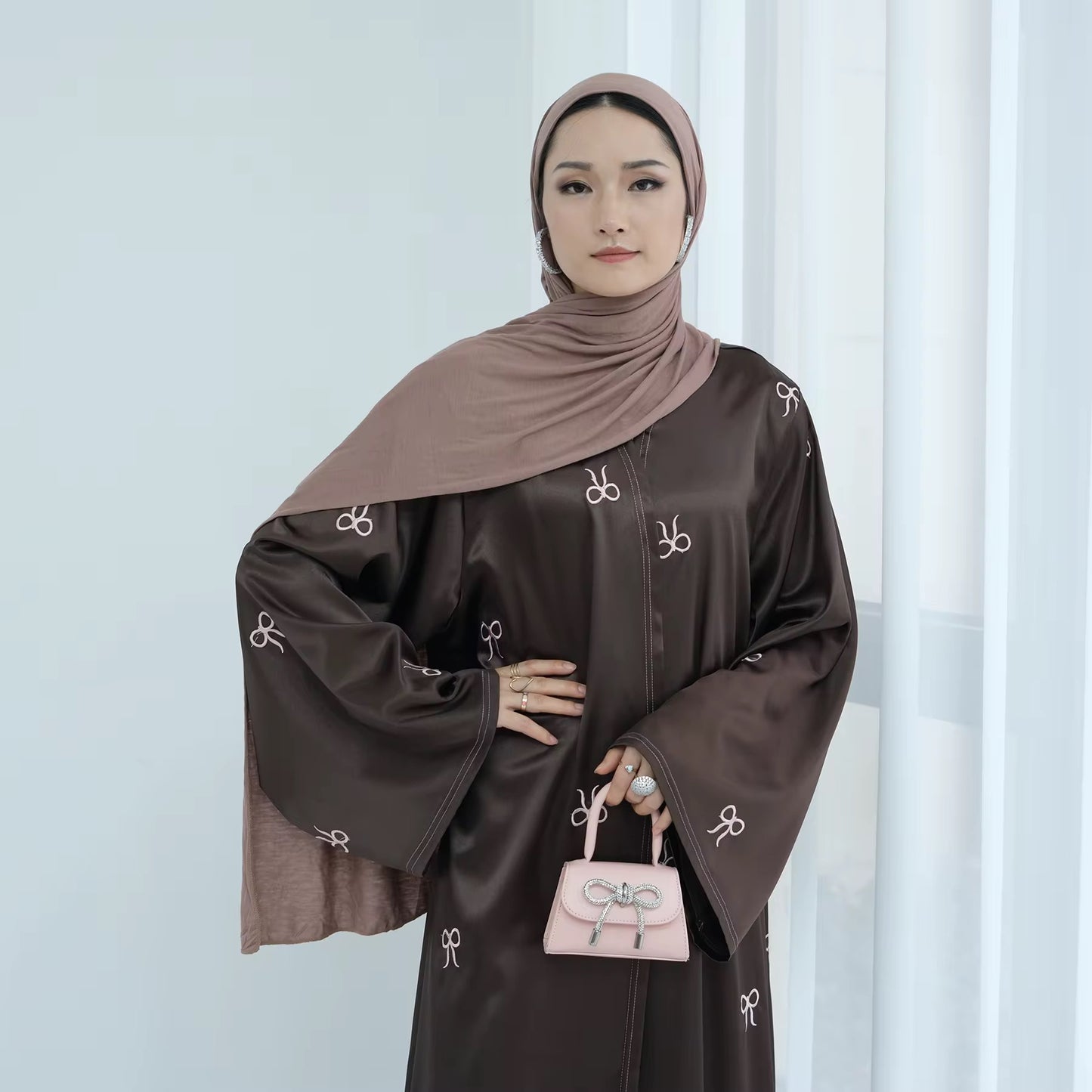 Front Open Bow Abaya - Chaddors