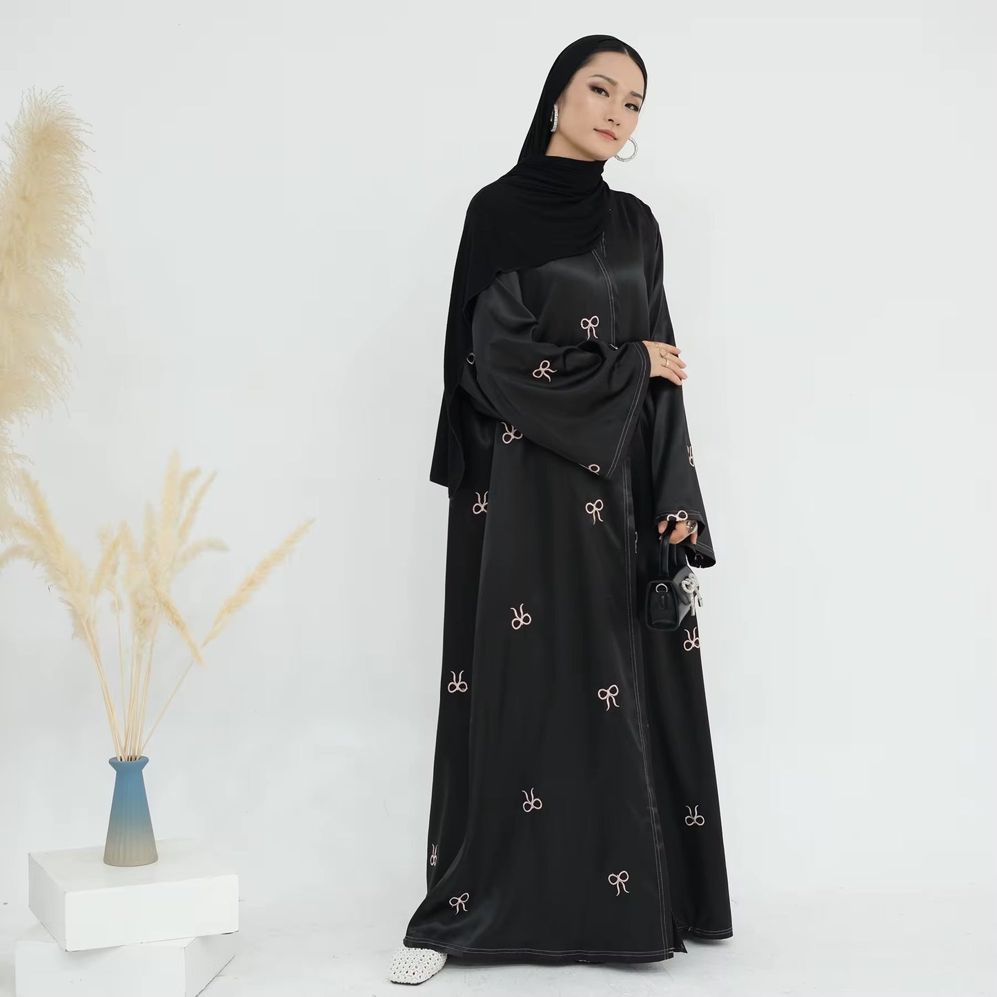 Front Open Bow Abaya - Chaddors