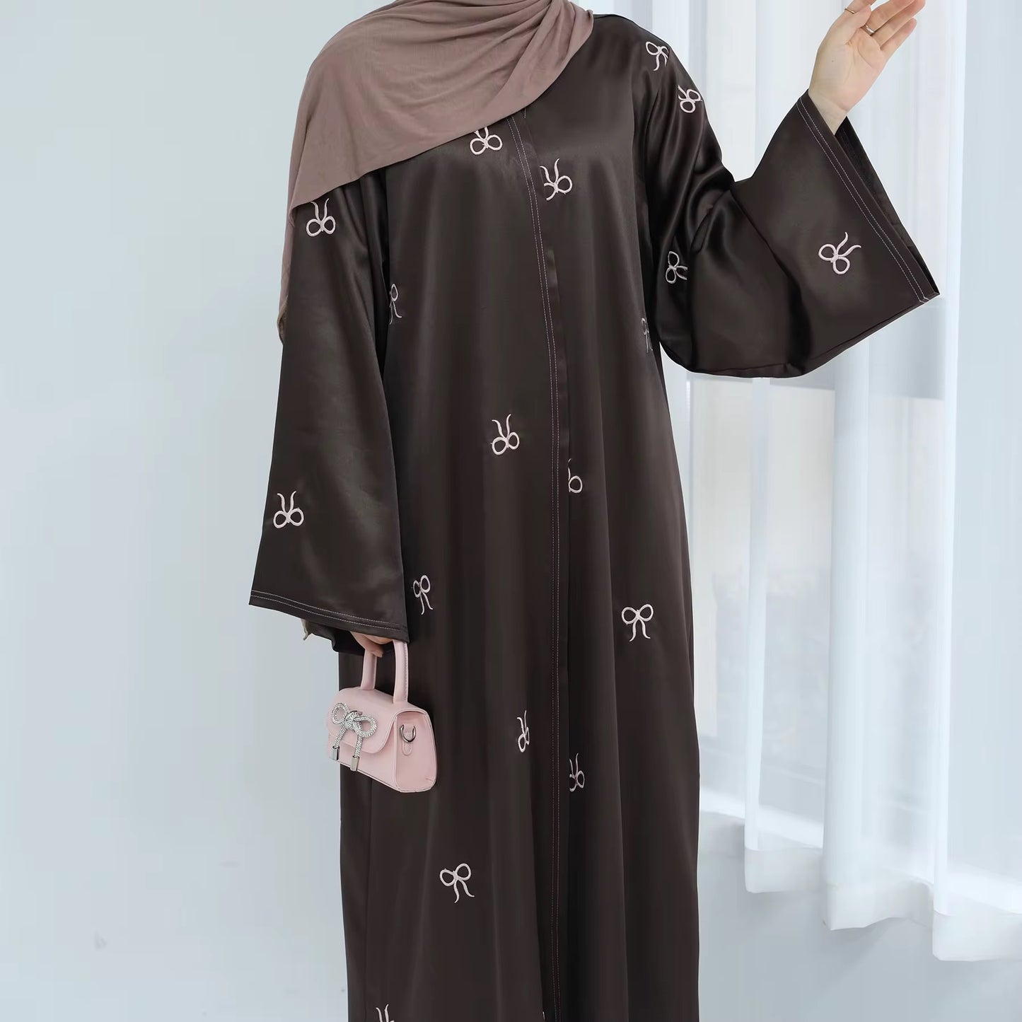 Front Open Bow Abaya - Chaddors