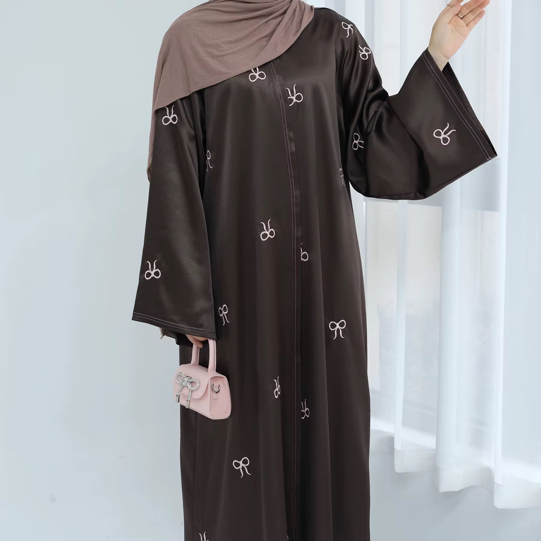 Front Open Bow Abaya - Chaddors