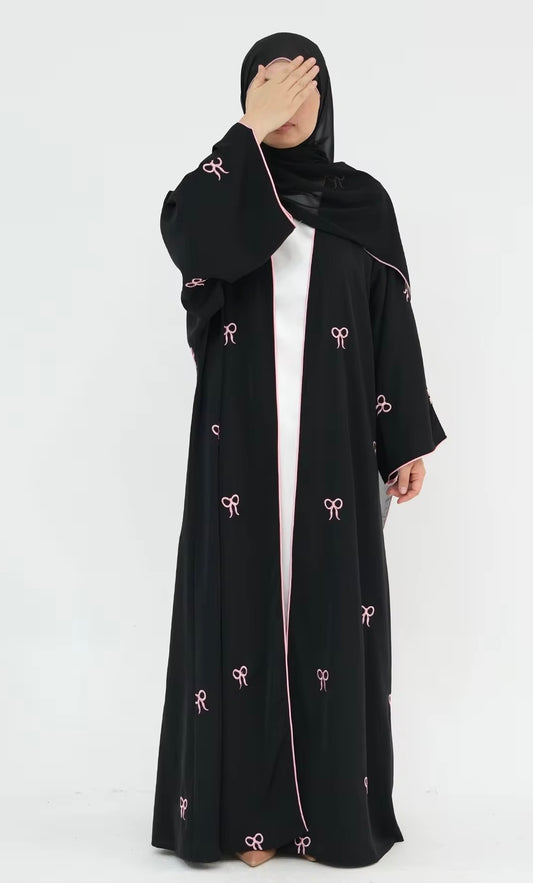 Pink Bows Kimono Abaya - Chaddors