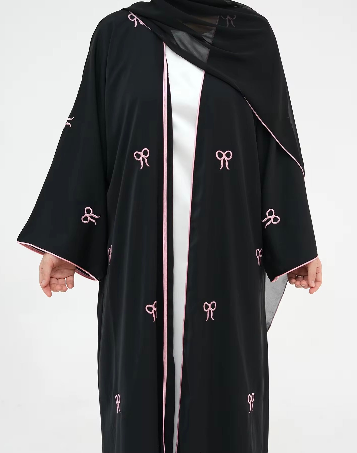 Pink Bows Kimono Abaya