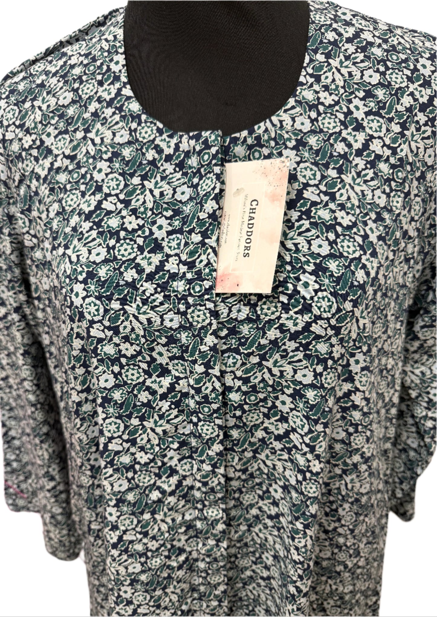 Teal and Black Print Hajj Abaya