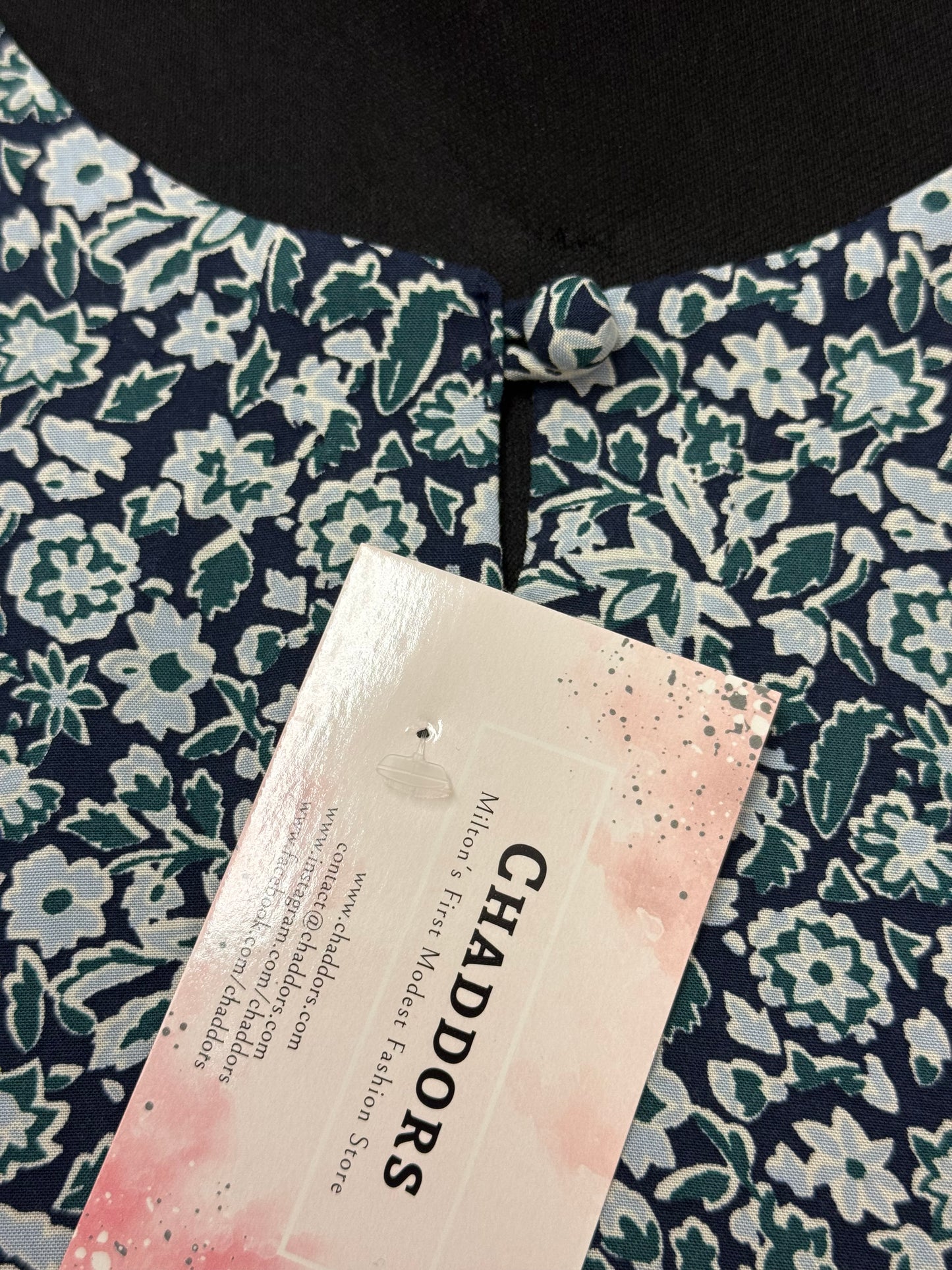 Teal and Black Print Hajj Abaya