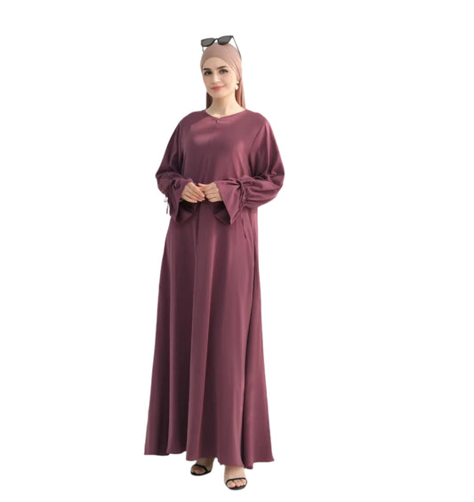 Purple Ruffle Sleeves Abaya Dress