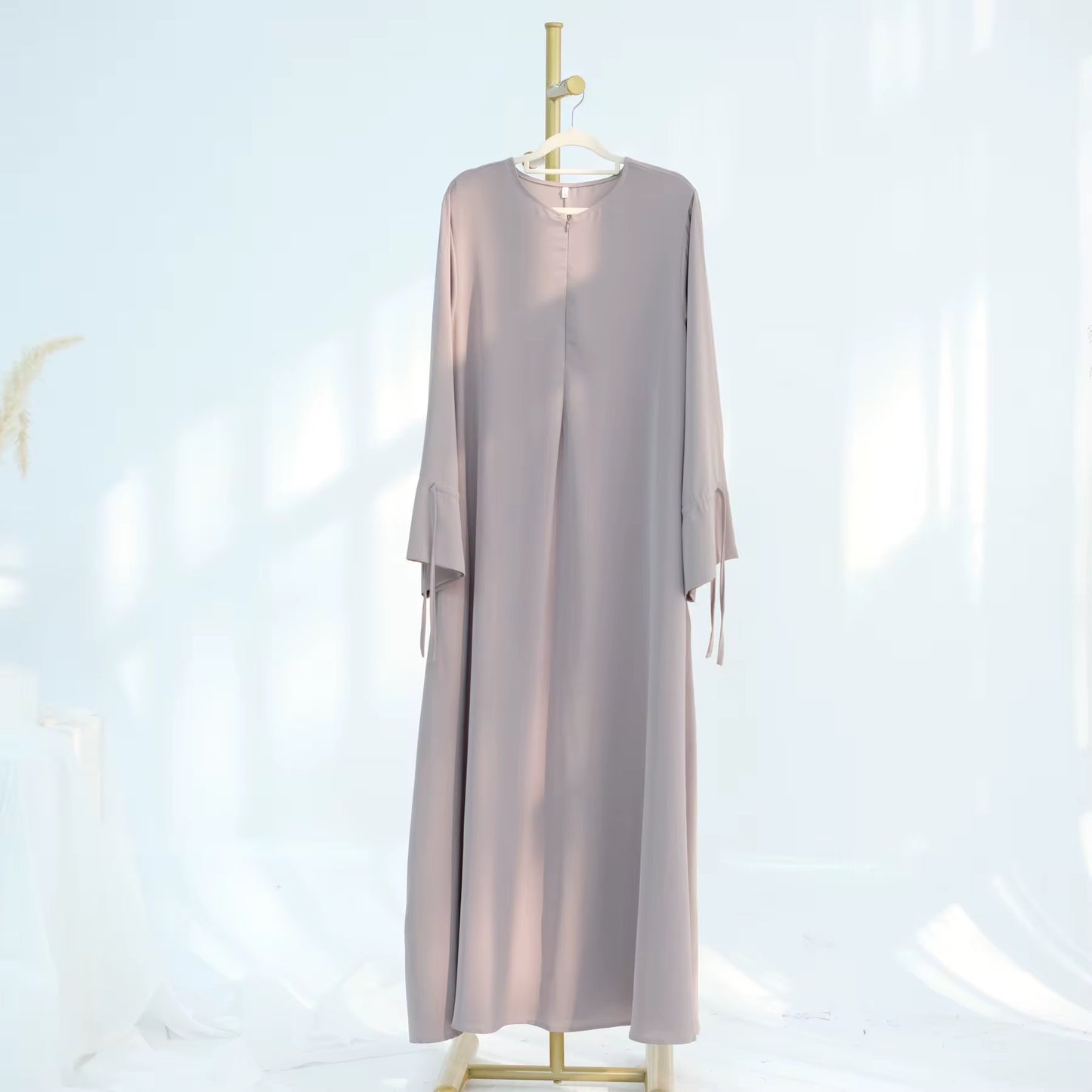 Beige Ruffle Sleeves Abaya Dress