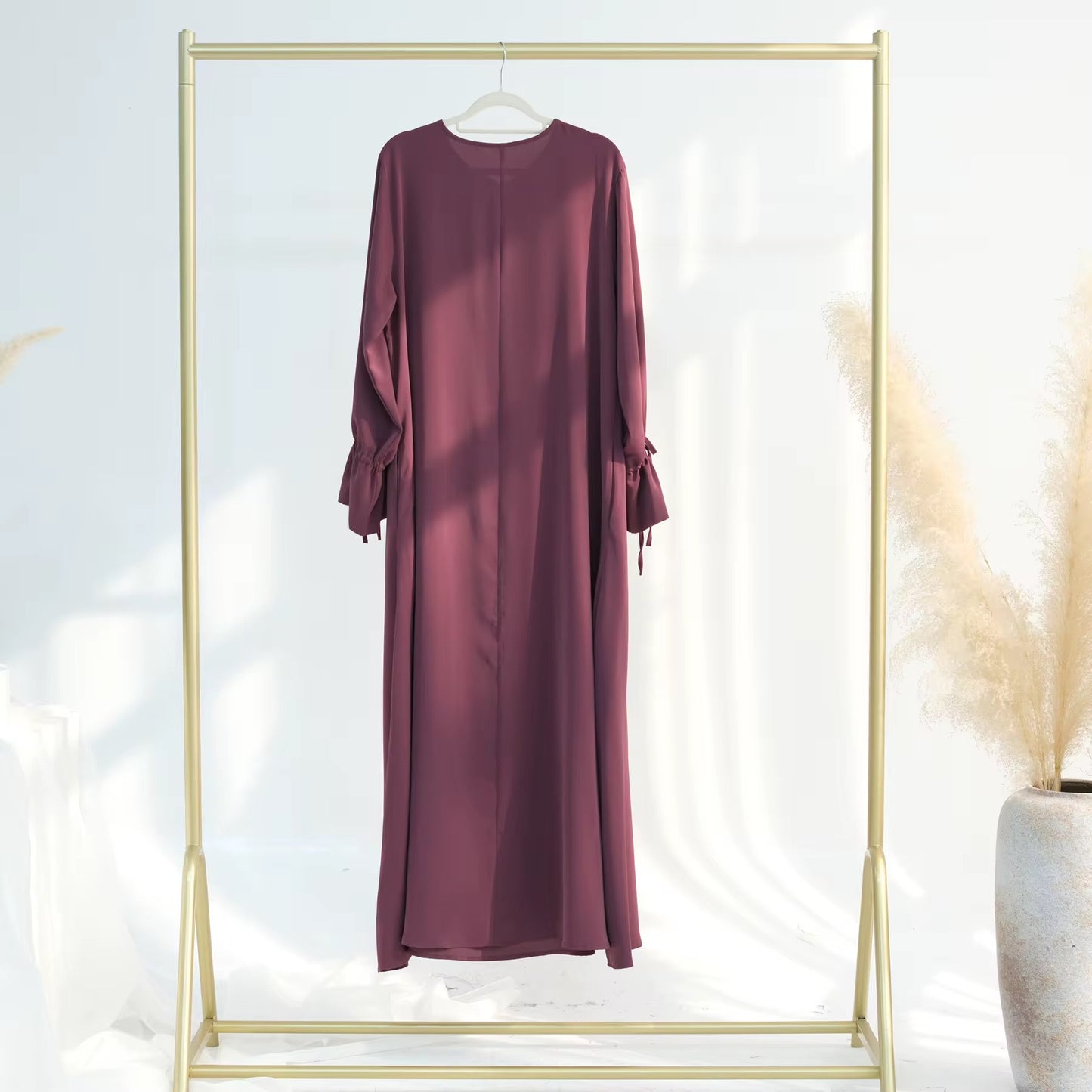 Purple Ruffle Sleeves Abaya Dress