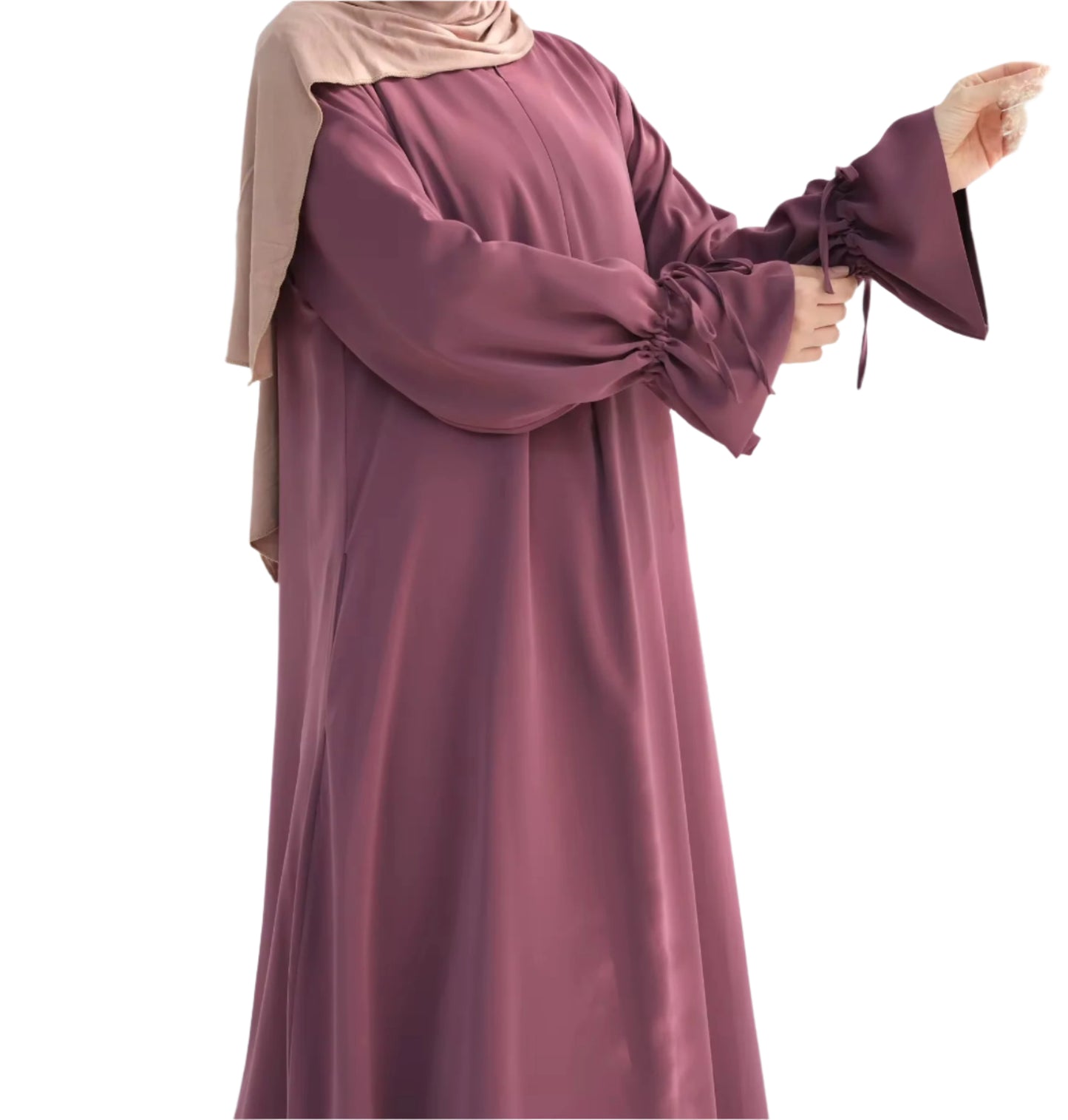 Purple Ruffle Sleeves Abaya Dress
