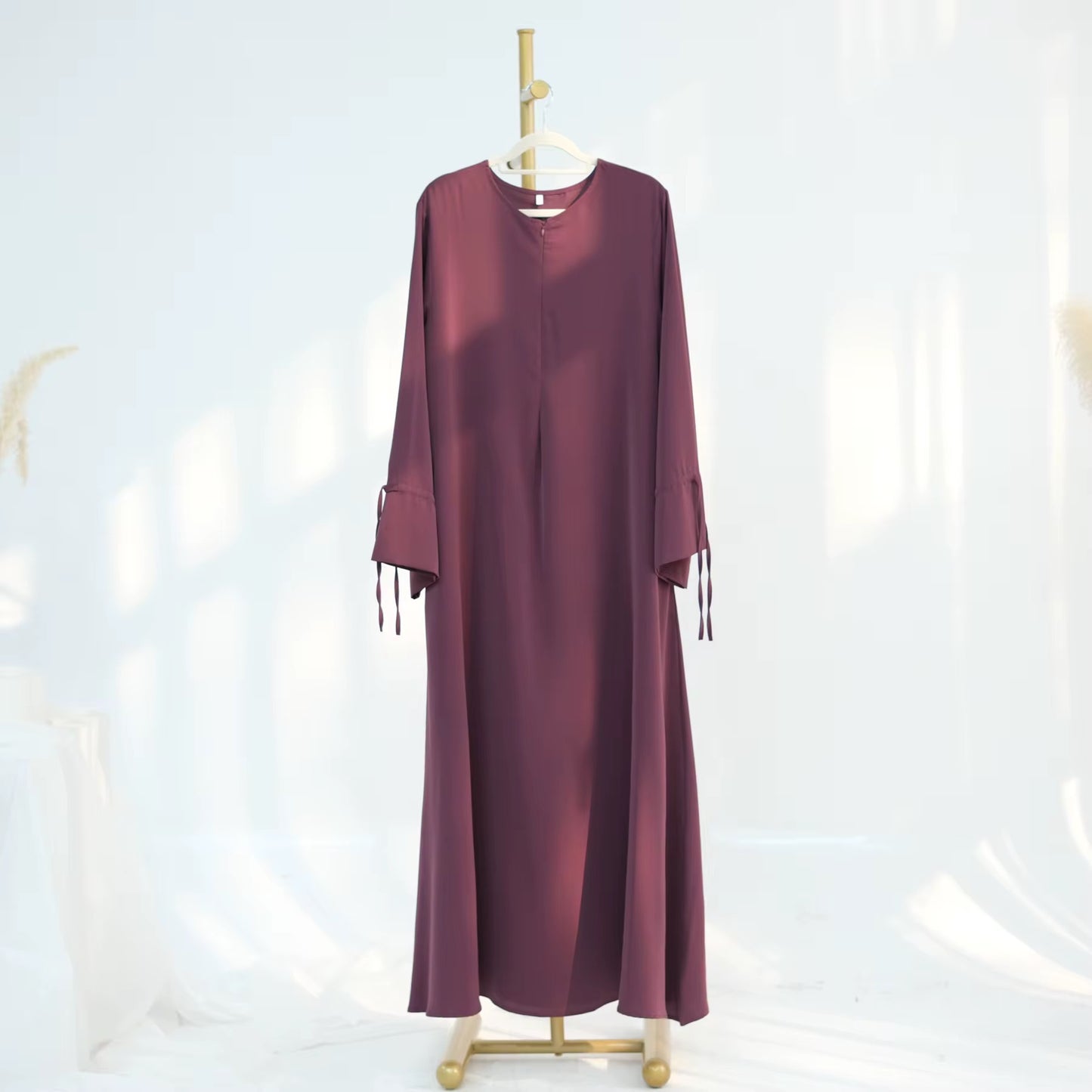 Purple Ruffle Sleeves Abaya Dress