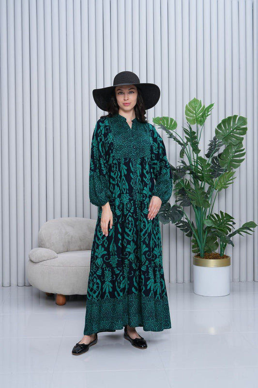 Green Print Summer Dress