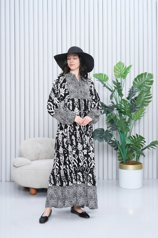 Black Print Summer Dress