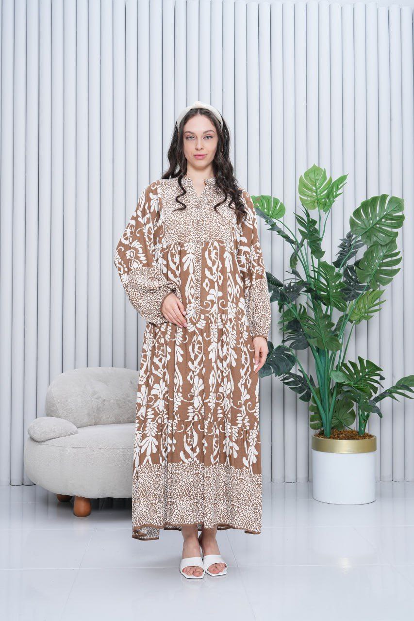 Beige Print Summer Dress