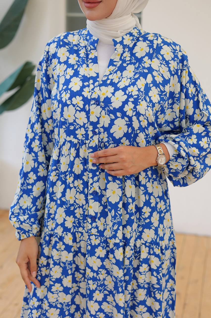Blue Floral Printed Dress