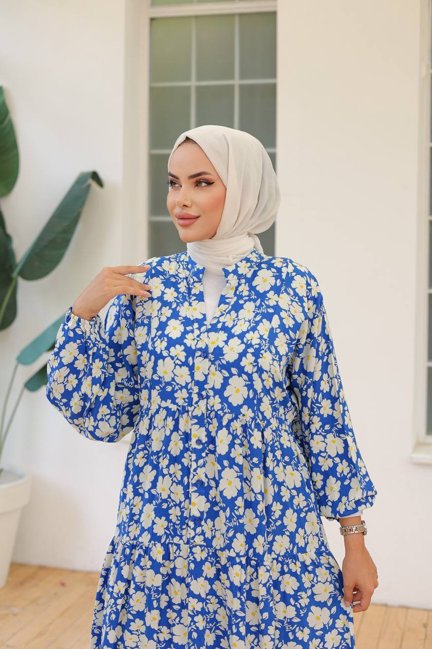 Blue Floral Printed Dress