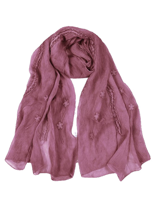 Pink Embroidered Viscose Hijab