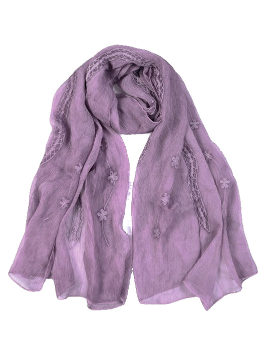 Purple Embroidered Viscose Hijab