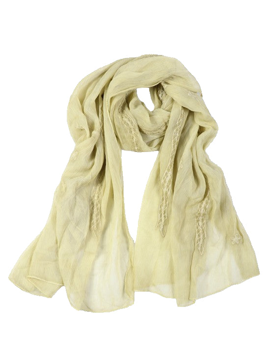 Lime Yellow Embroidered Viscose Hijab