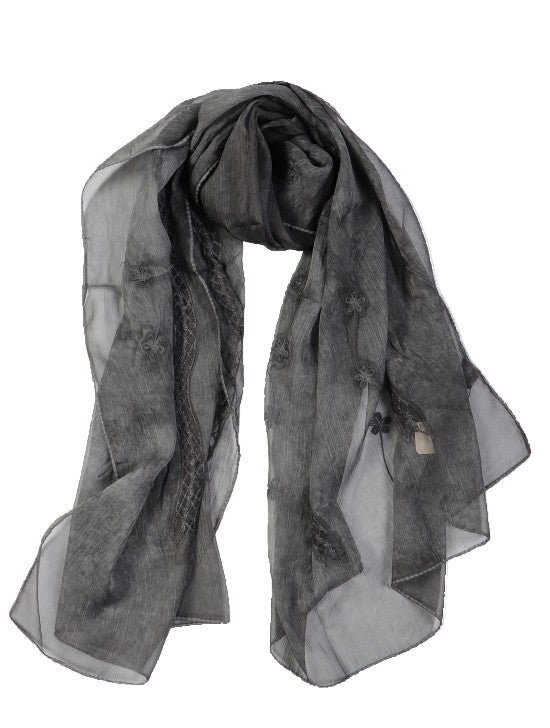 Charcoal Embroidered Viscose Hijab